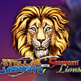 Jackpots logo of Stellar Jackpots with Serengeti Lions from Lightning Box Game at Spinorhino Casino