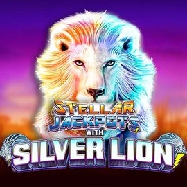 Stellar Jackpots with Silver Lion online game logo by Lightning Box Game on spinorhinocasino-gr.com
